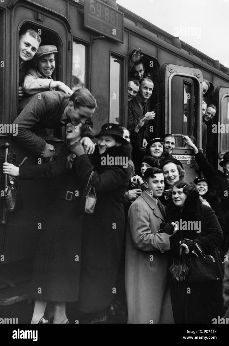 Addio alla scena della Slesia stazione di nolo, 1938 Foto Stock