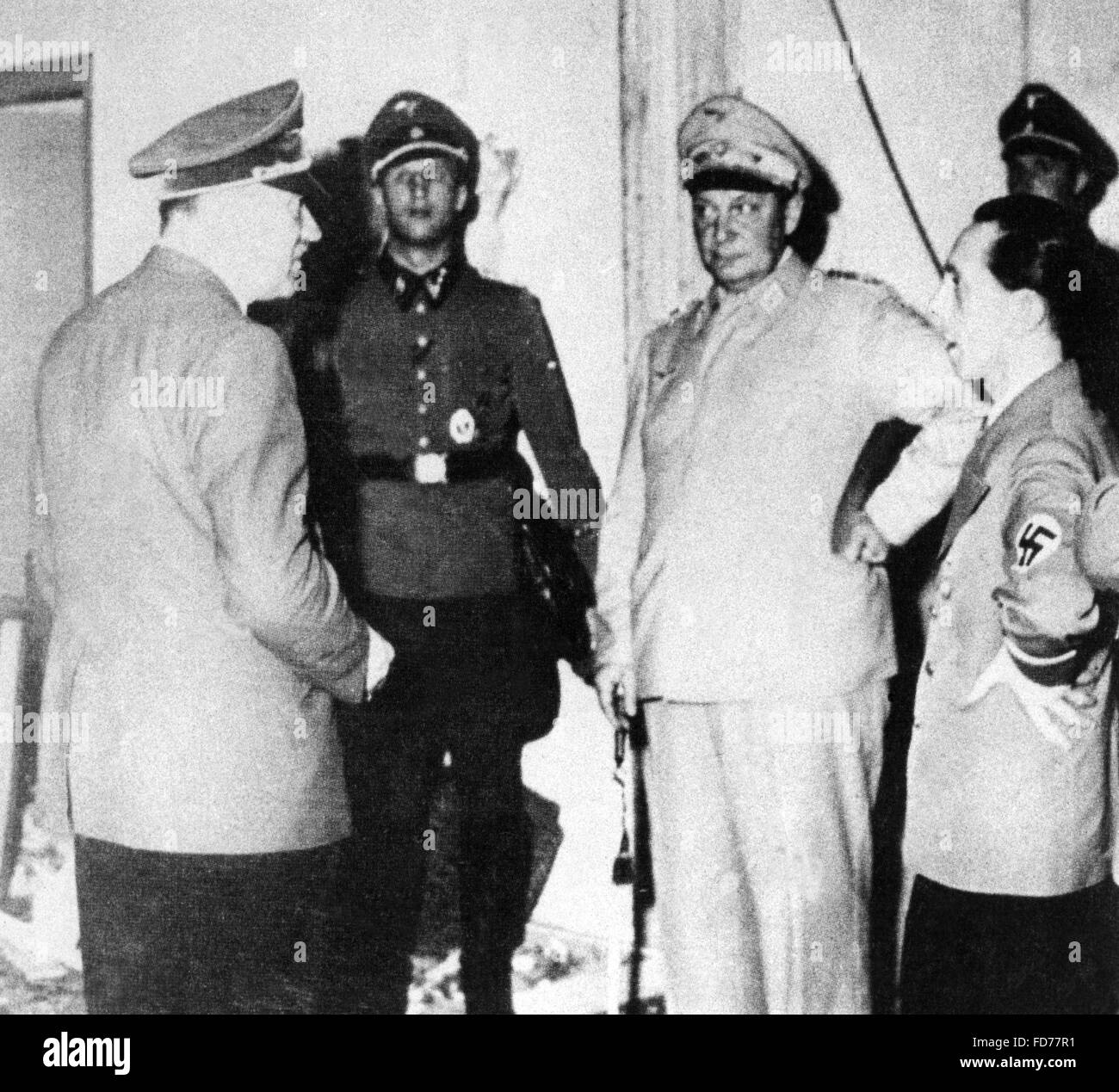 Adolf Hitler, Hermann Goering e Joseph Goebbels dopo luglio 20, 1944 a La Tana del Lupo Foto Stock