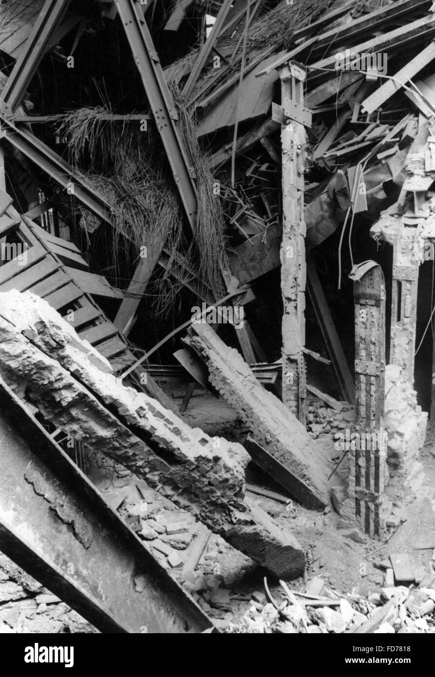 Il distrutto Buergerbraeukeller dopo Elser il tentativo di assassinio, 1939 Foto Stock