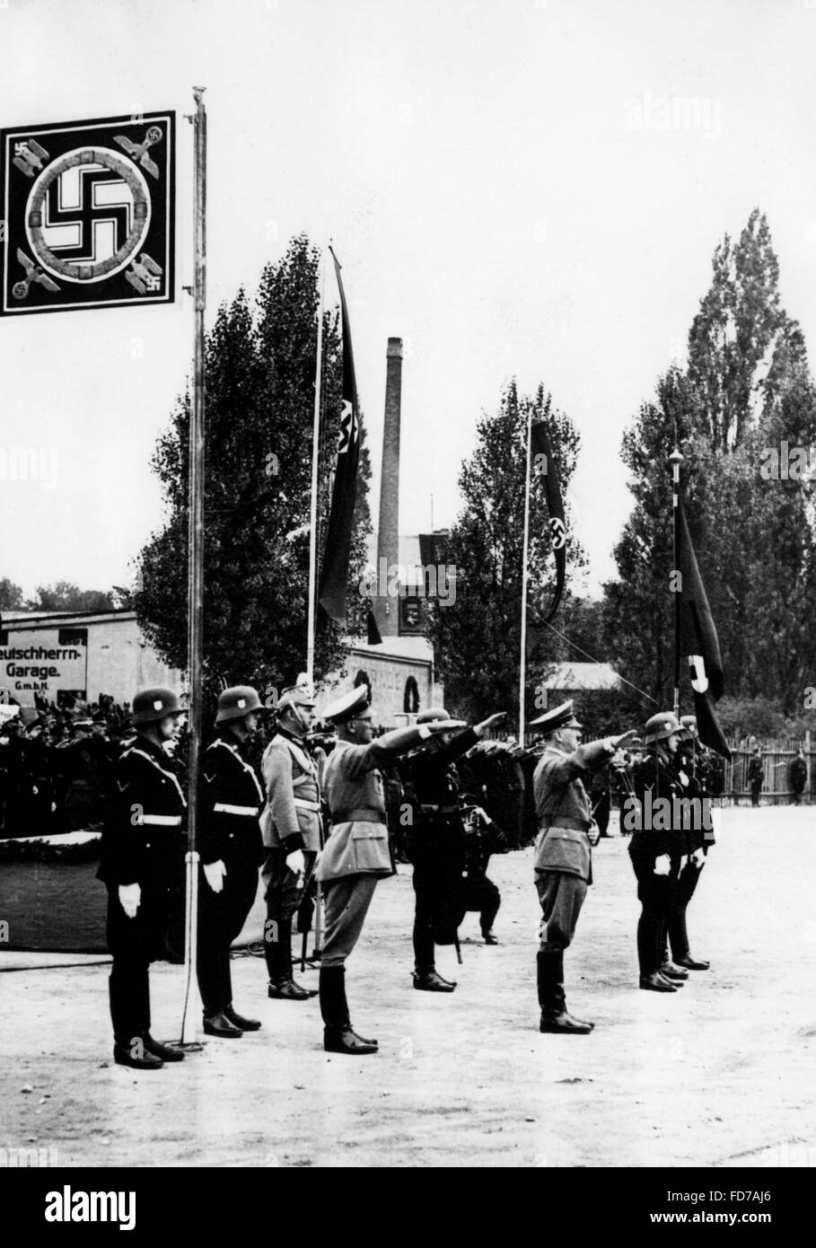 Presentazione di bandiera del Reich congresso di partito a Norimberga, 1937 Foto Stock