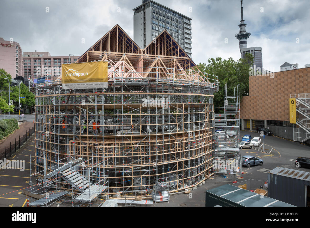 Auckland, Nuova Zelanda. Il 29 gennaio, 2016. Pop-Up Globe Theatre, che ospita un festival Shakespeare per contrassegnare il quattrocentesimo anniversario della morte di William Shakespeare, Auckland, Nuova Zelanda, Venerdì, 29 gennaio 2016. Credito: una fotografia dell'immagine/Alamy Live News Foto Stock