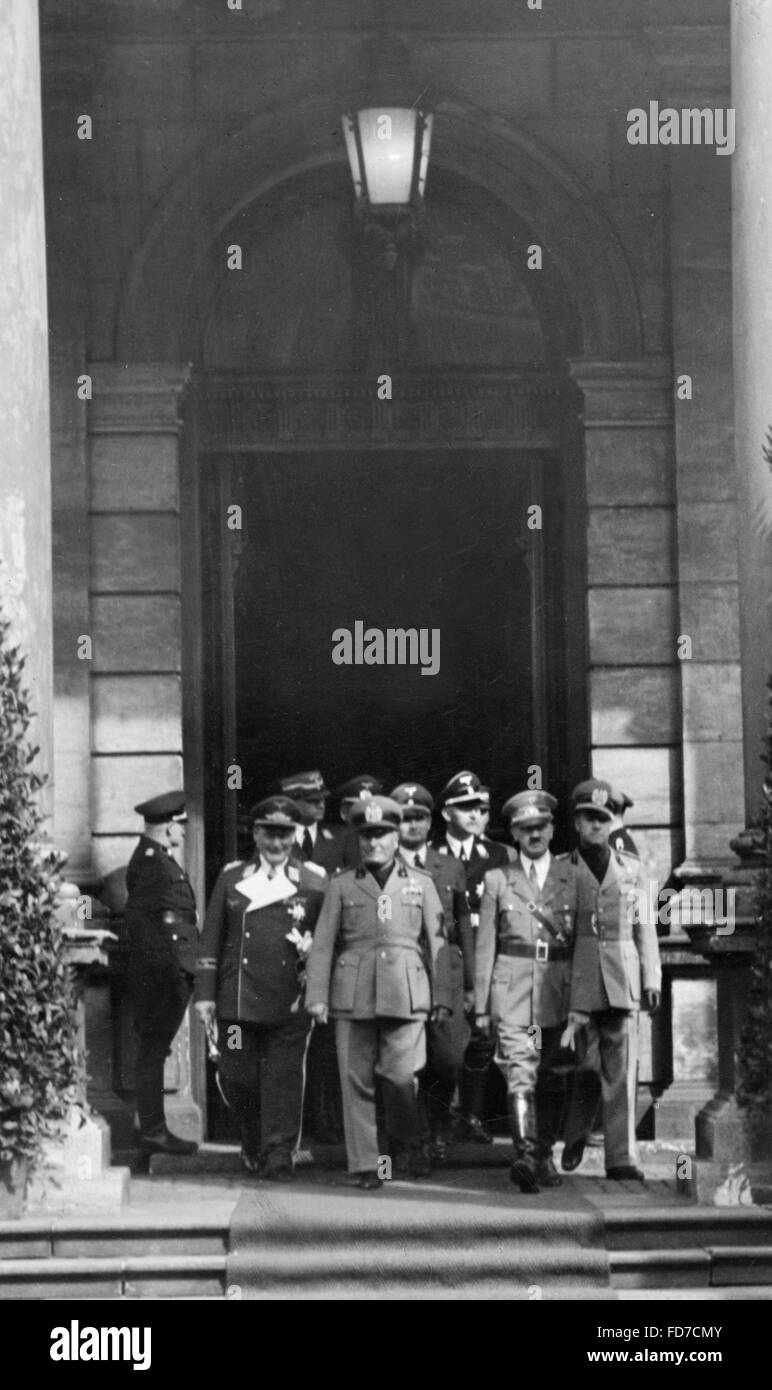 Goering, Mussolini e Hitler, Ciano a Monaco di Baviera, 1938 Foto Stock