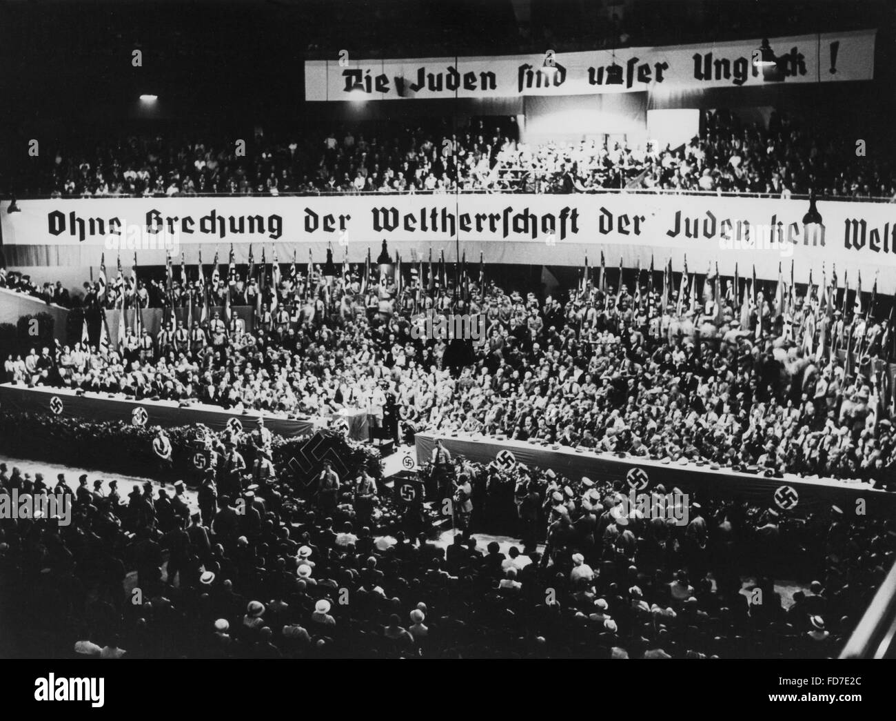 Julius Streicher durante un discorso in Berlin Sportspalast, 1935 Foto Stock
