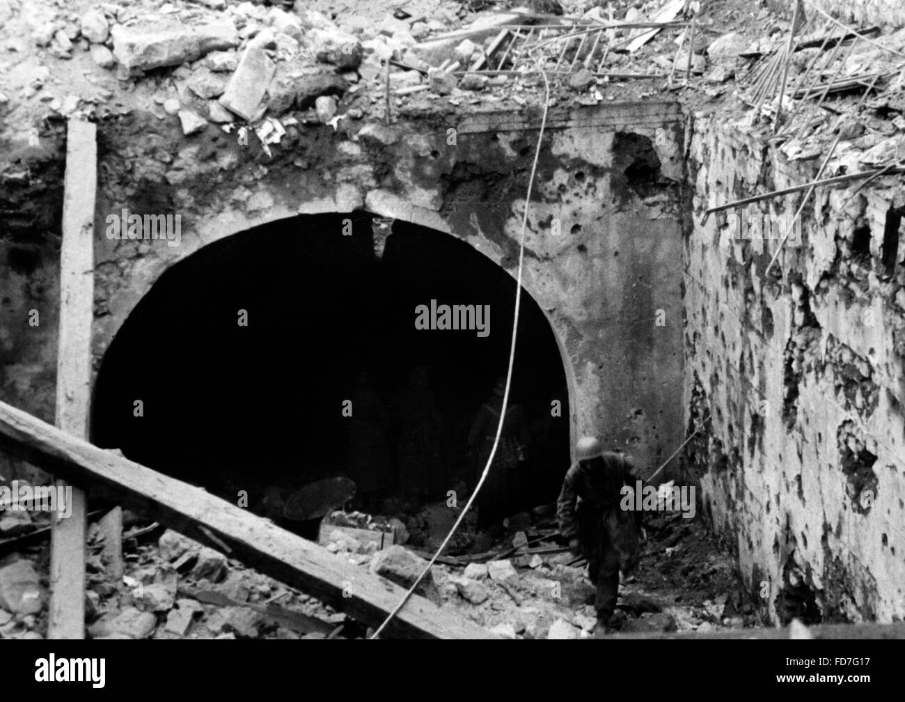 Ingresso comando tedesco post a Cassino, 1944 Foto Stock