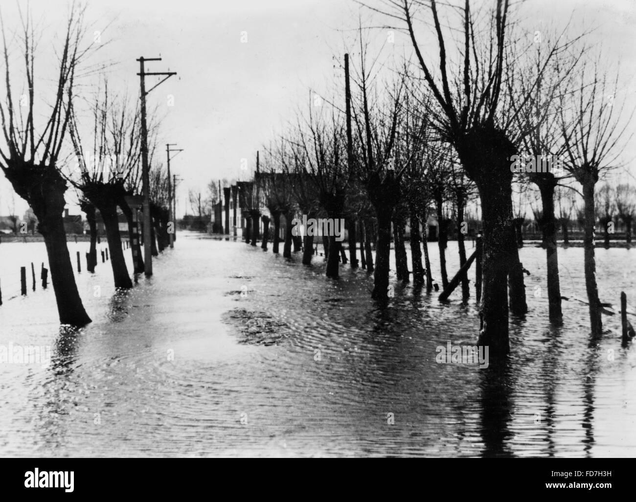 Area allagata dietro il muro atlantico, 1944 Foto Stock
