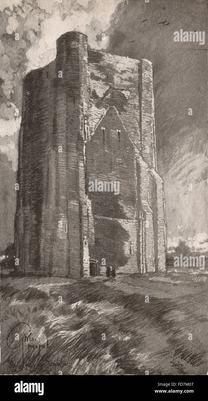 NIEUWPOORT: la Torre dei Templari. Belgio, antica stampa 1916 Foto Stock