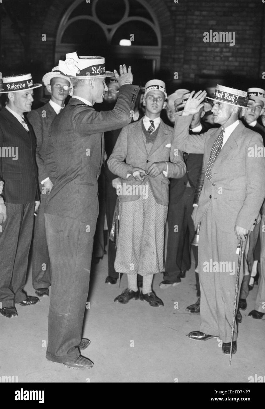 Arrivo di nuovi riservisti presso la stazione di Stettino, 1937 Foto Stock