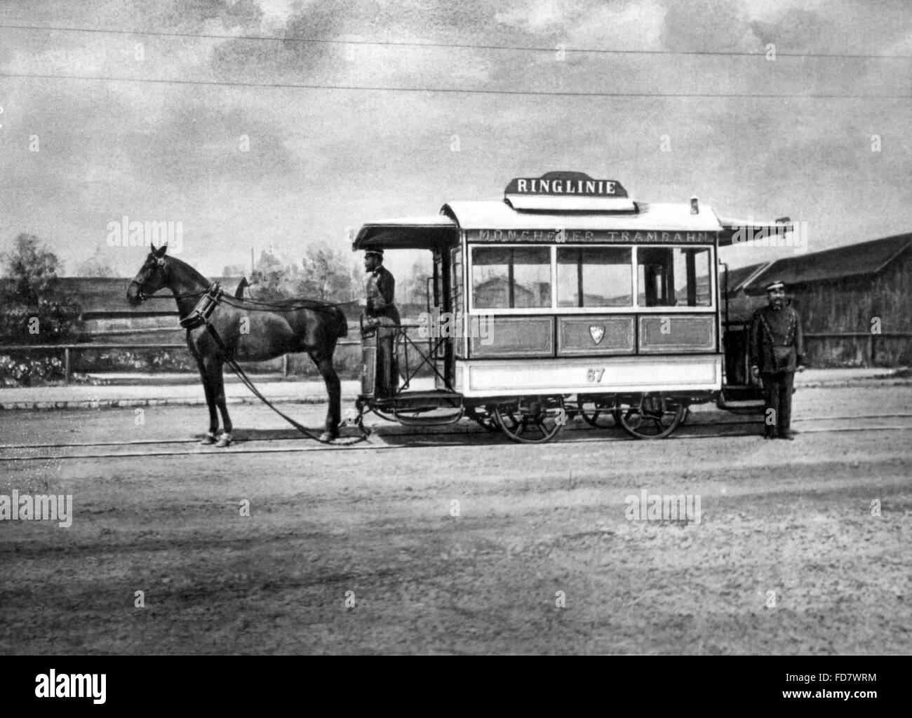 Cavallo il tram a Monaco di Baviera Foto Stock