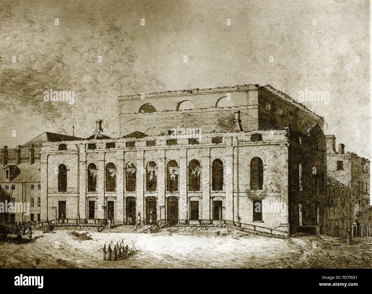 Bavarese del teatro nazionale dopo il fuoco su 14.01.1823 a Monaco di Baviera Foto Stock