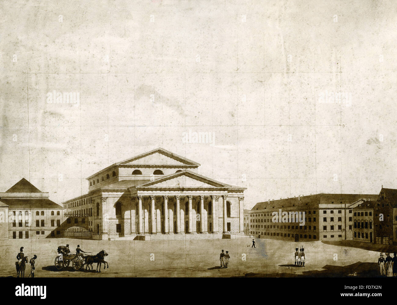 Il Teatro Nazionale di Monaco di Baviera, 1824 Foto Stock