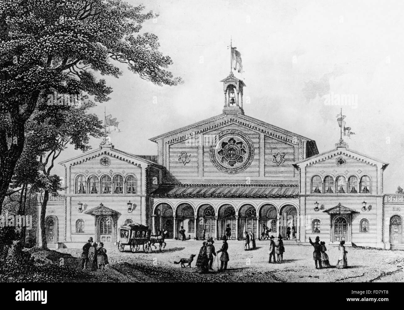 Edificio di ricezione della stazione ferroviaria principale di Monaco di Baviera, 1835 Foto Stock
