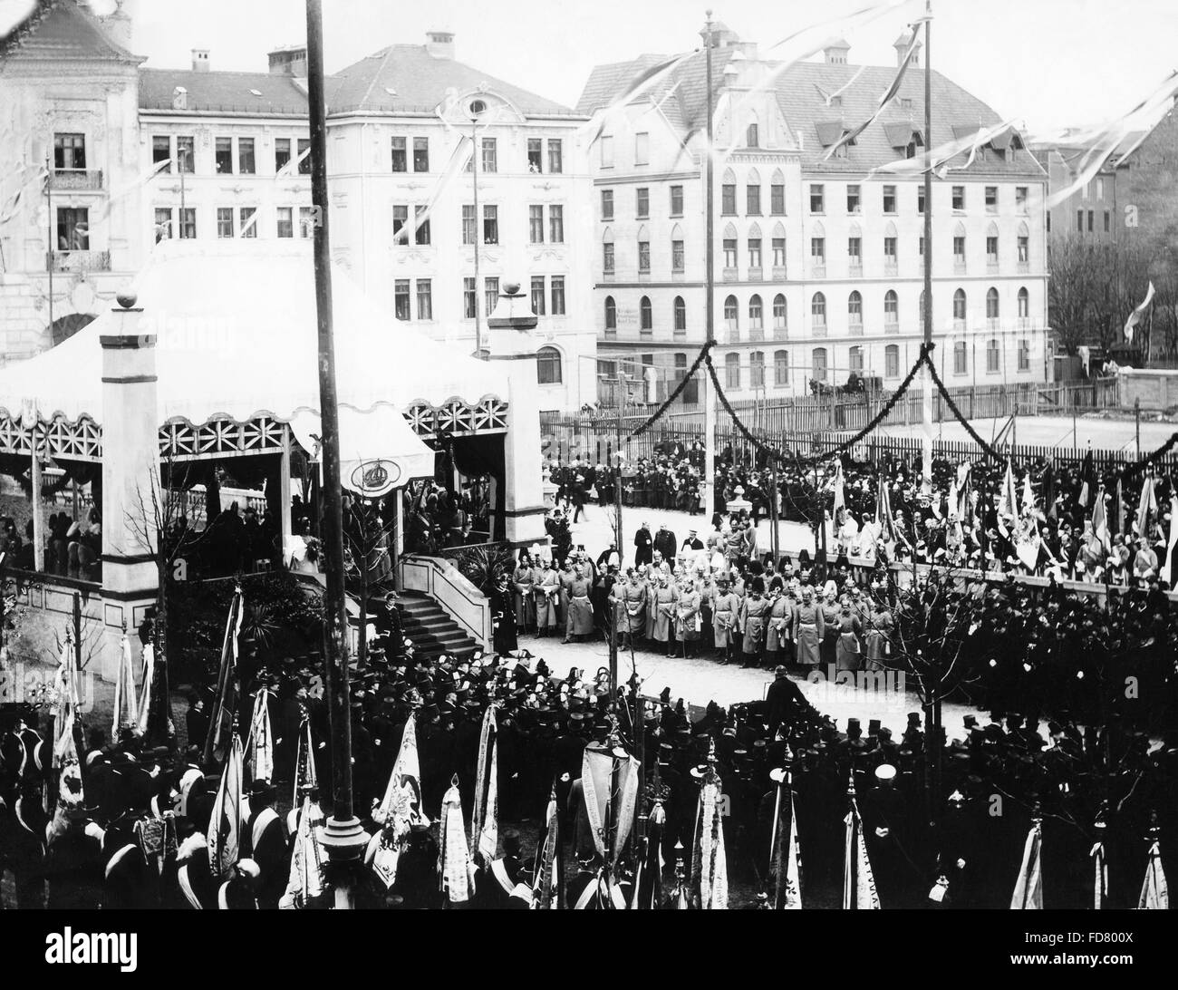 La posa della prima pietra del principe reggente un monumento a Monaco di Baviera Foto Stock