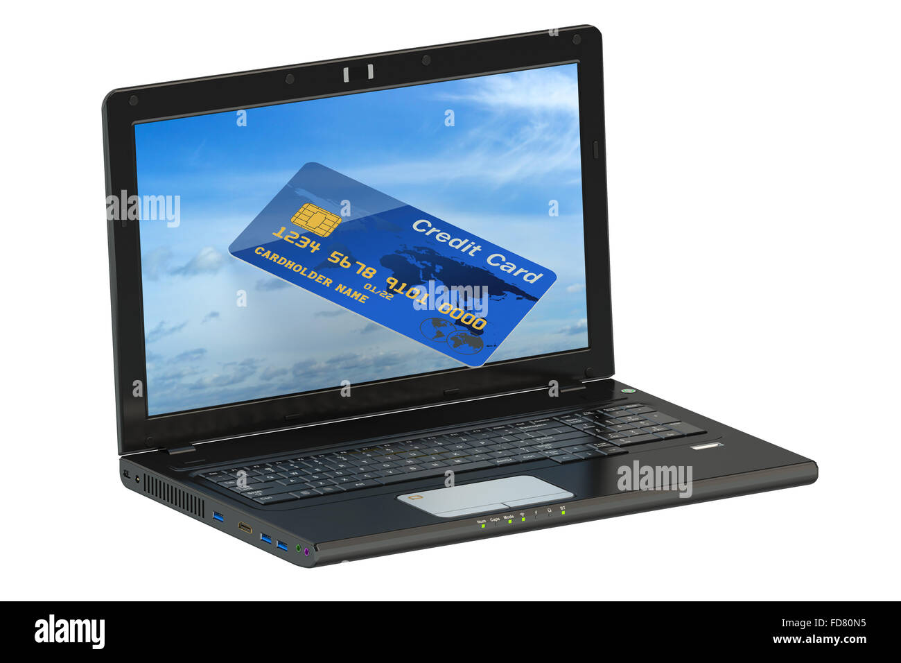 Pagamento Online concetto, carta di credito sulla tastiera di un computer Foto Stock