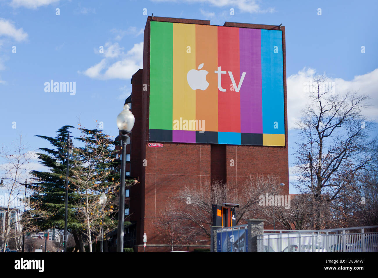 Apple TV annunci su edificio - USA Foto Stock