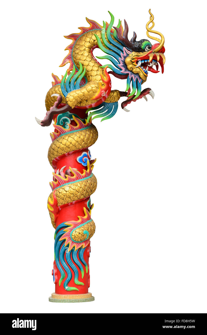 Coloratissimo dragone cinese immagine su sfondi bianchi. Foto Stock