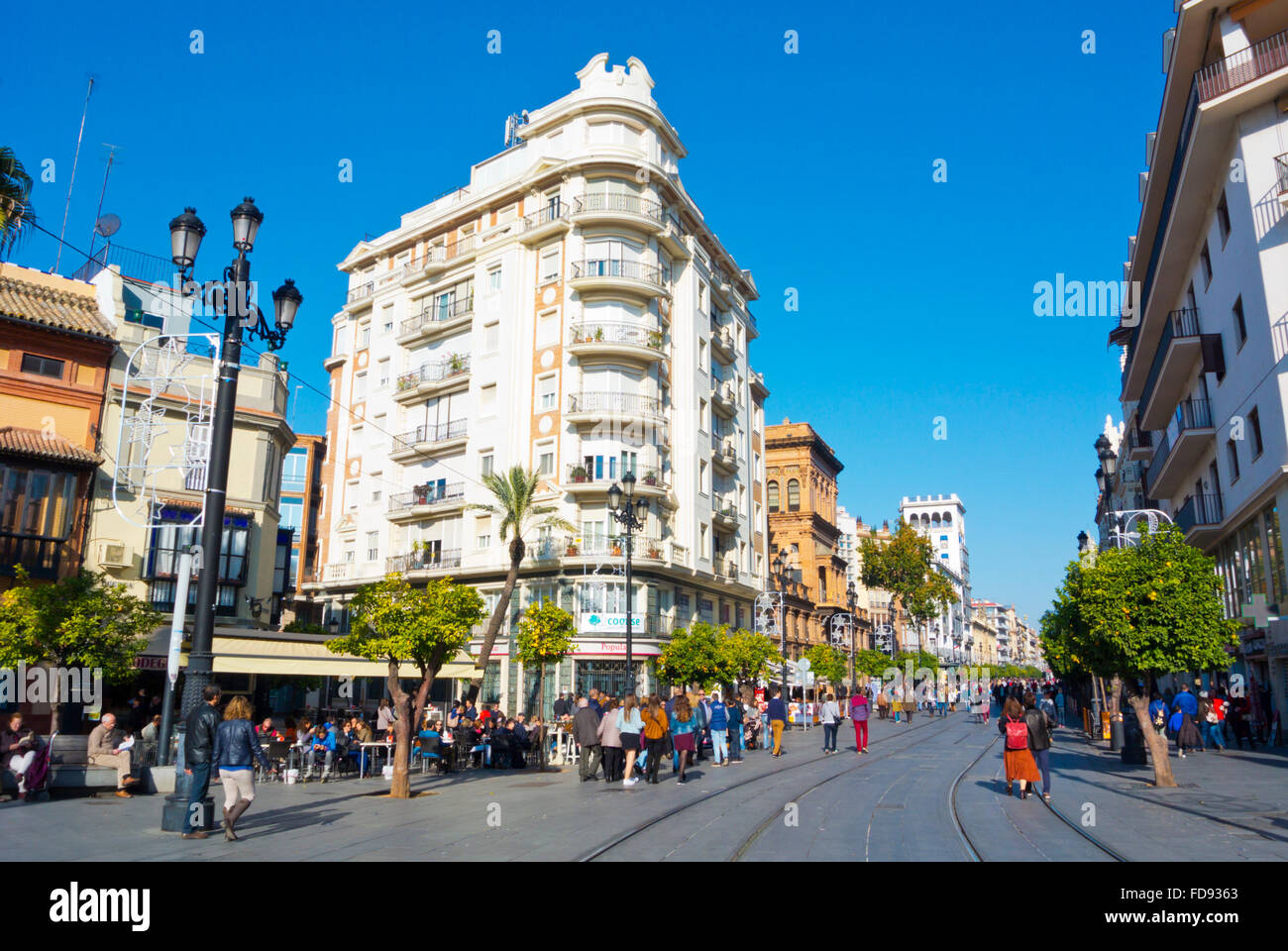 Avenida de la Constitucion, Sevilla, Andalusia, Spagna Foto Stock