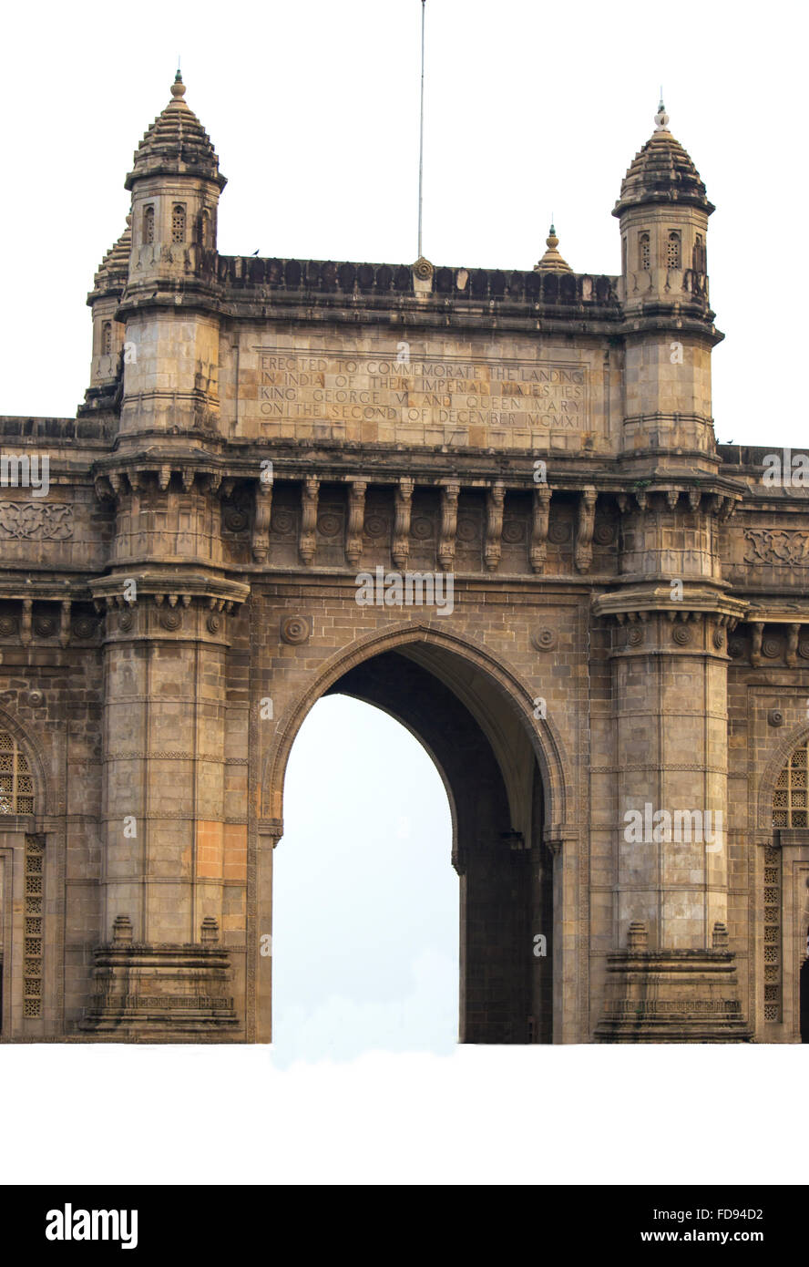 Porta dell'India a Mumbai la vista del paese,una struttura, architettura, portellone, dell'india, valore storico, su un bianco Foto Stock