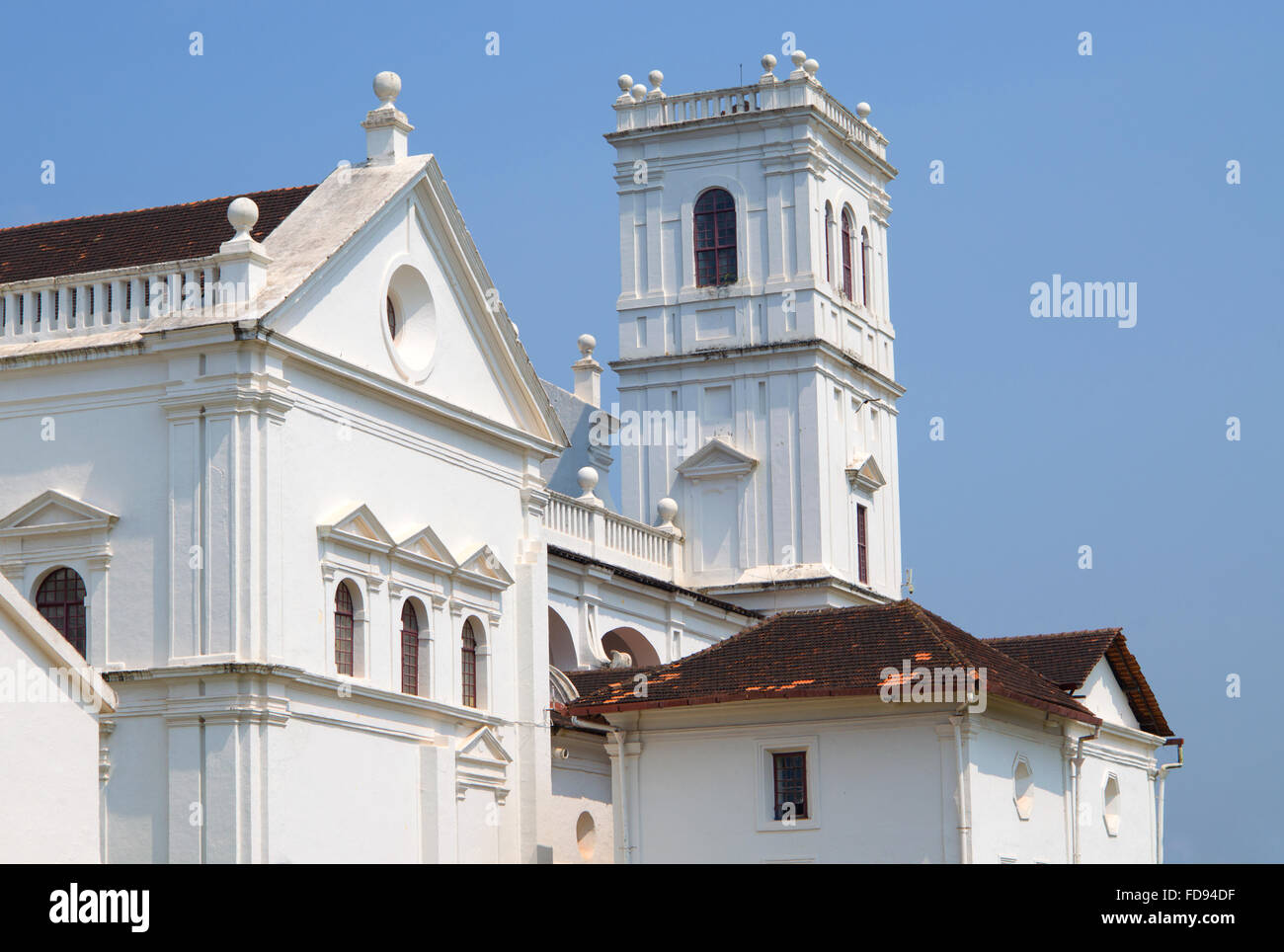 La parte superiore della costruzione della chiesa di San Francesco Assizscy nella vecchia Goa,la parte superiore della costruzione della chiesa di San Francesco Foto Stock