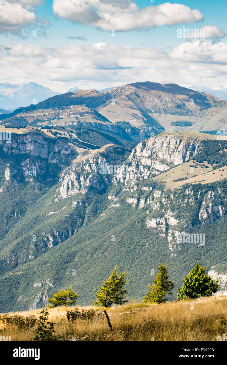 Vista sulle Dolomiti, Alpi italiane famose in tutto il mondo. Foto Stock