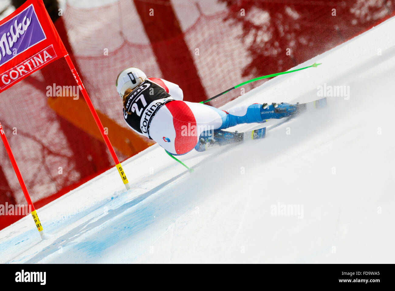 Cortina d'Ampezzo, Italia24 gennaio2016. Priska NUFER (sui) competere nel Audi FIS Coppa del Mondo di Sci Alpino Femminile Super G Foto Stock