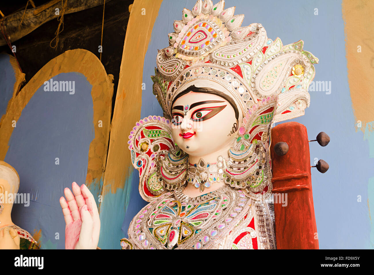 Durga Puja Dio statue Workshop nessuno Foto Stock