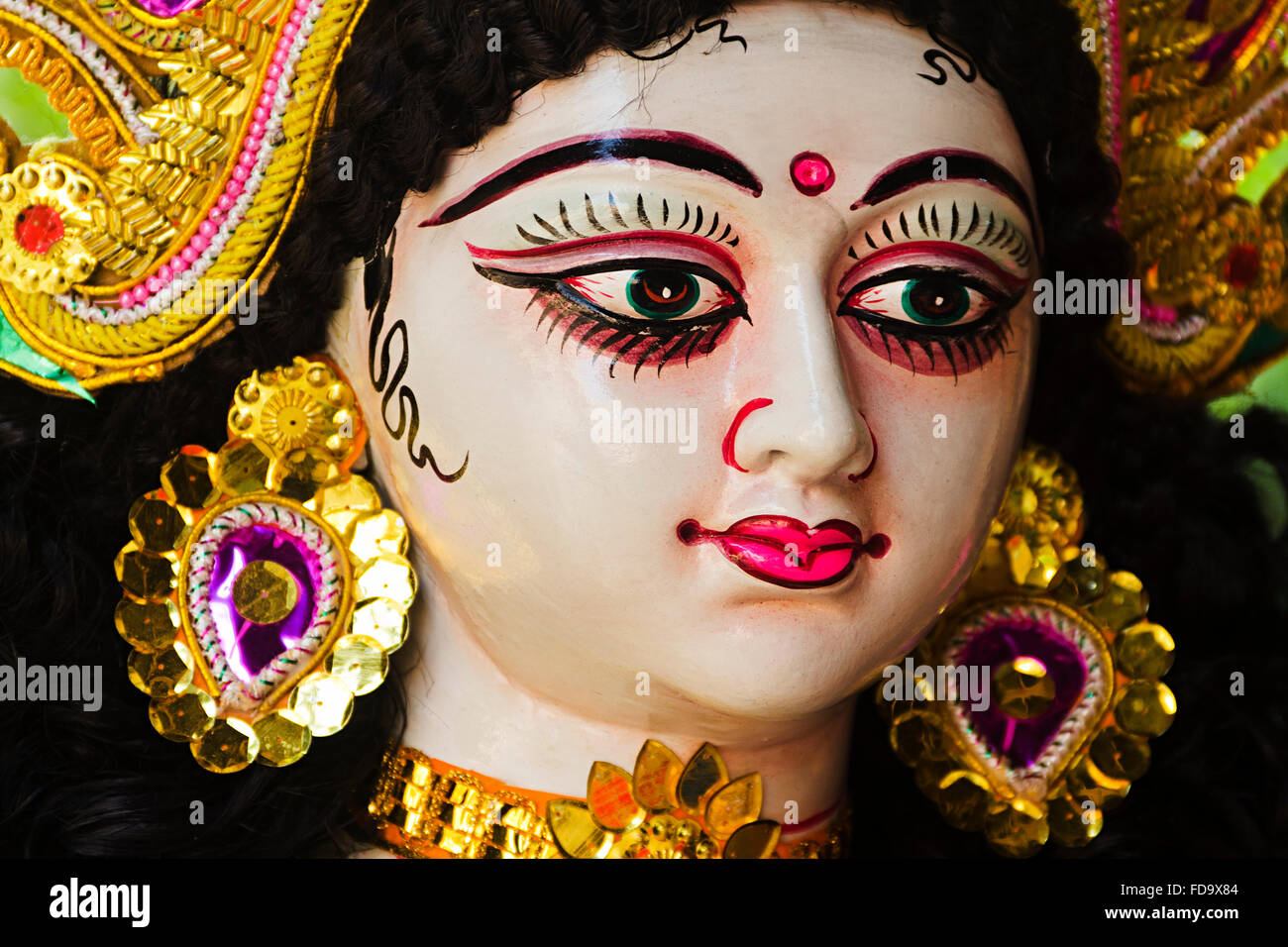 Durga Puja Statue di Dio faccia nessuno Foto Stock