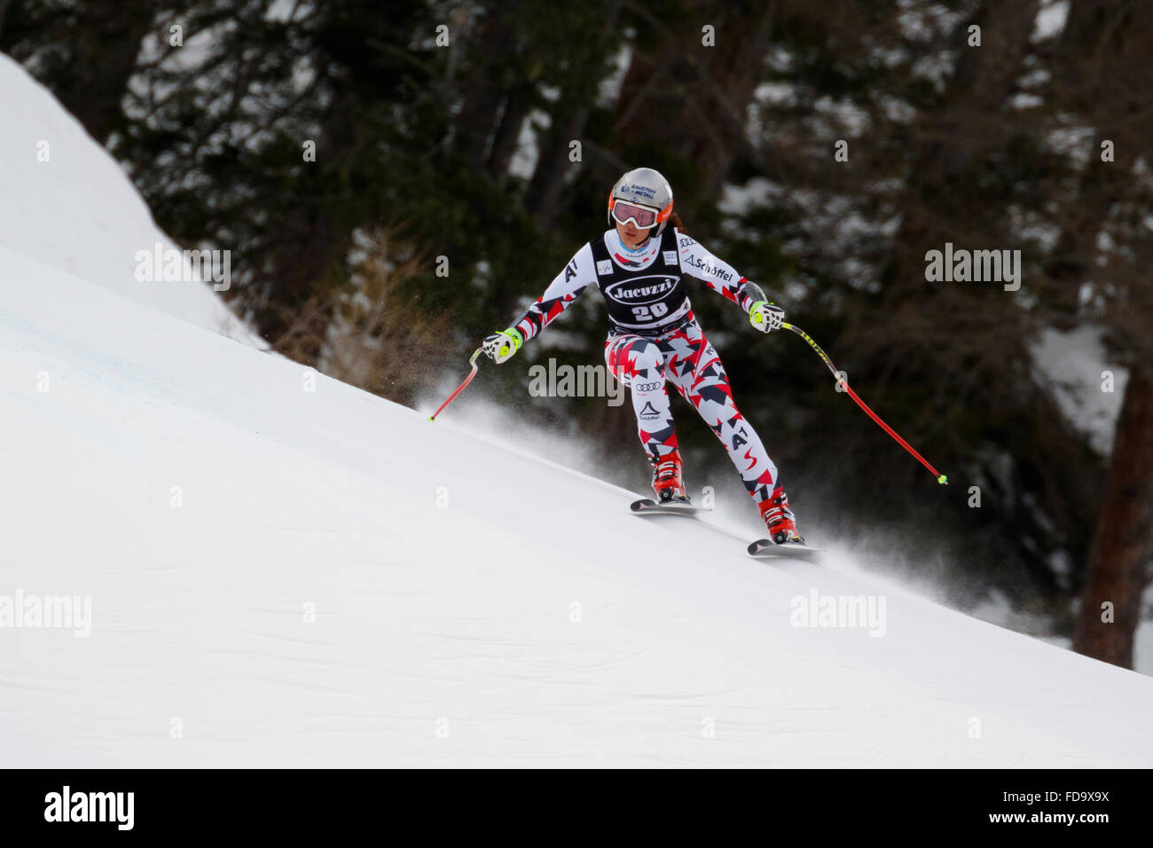 Cortina d'Ampezzo, Italia 24 gennaio 2016. VENIER Stephanie (Aut) competere nel Audi FIS Coppa del Mondo di Sci Alpino femminile Foto Stock