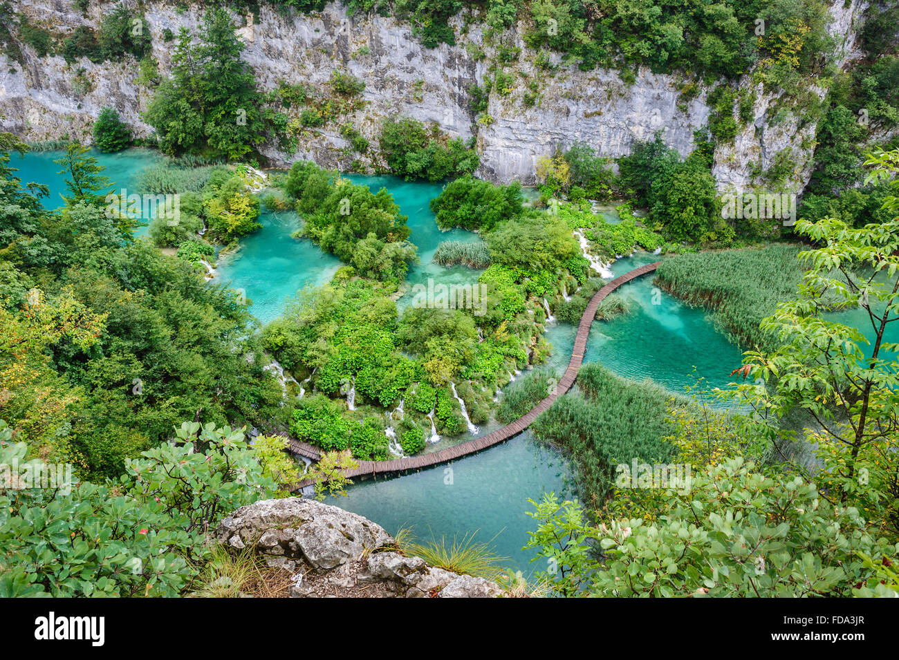 Belle cascate del Parco Nazionale dei Laghi di Plitvice, Croazia Foto Stock