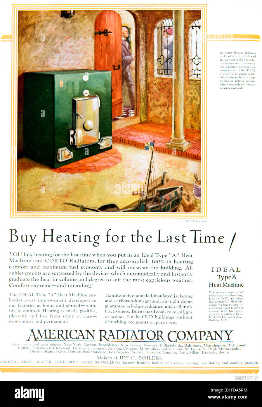 Radiatore americano azienda pubblicità dal 1926 Studio Internazionale Magazine Foto Stock