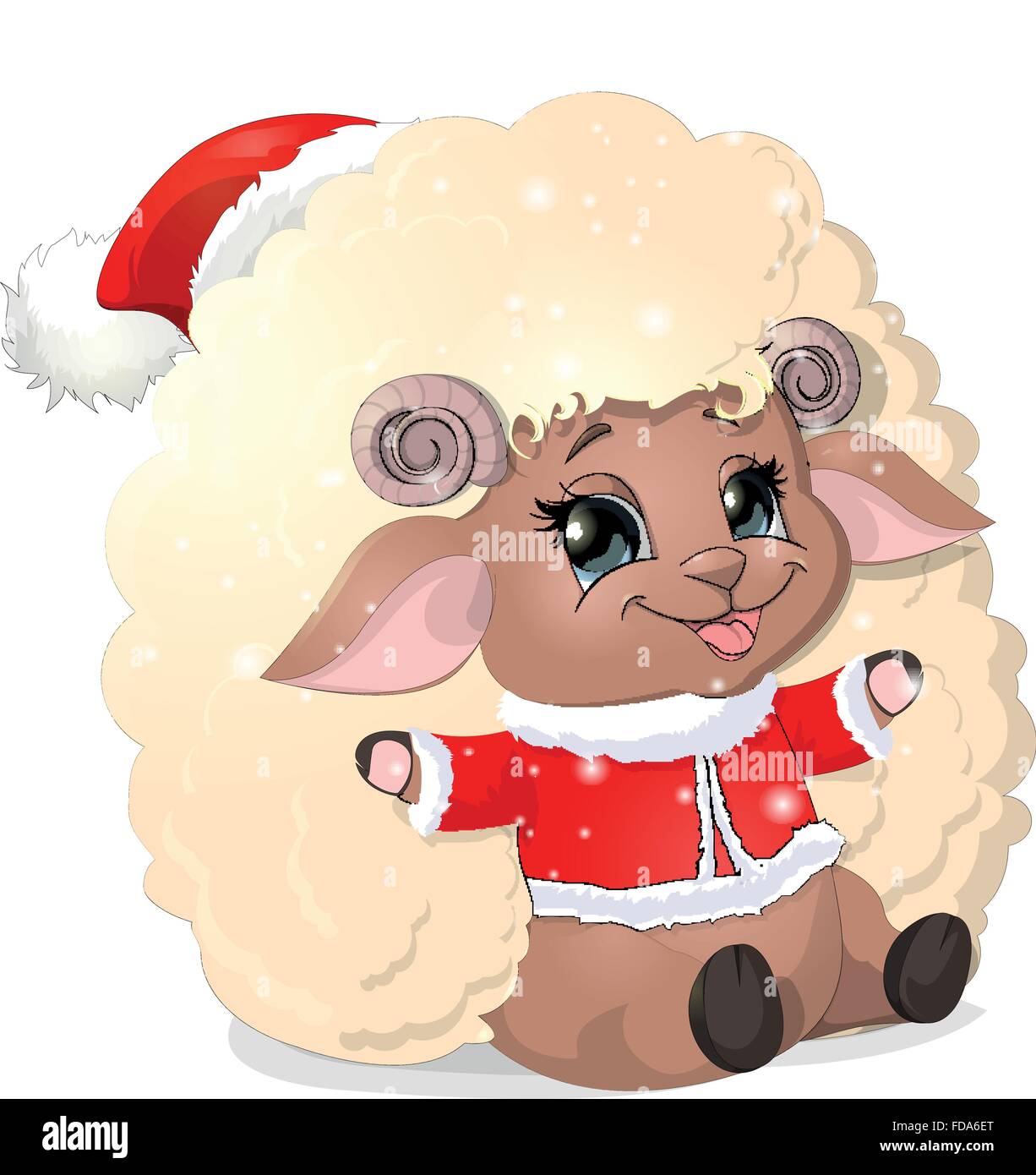 Bella pecora su uno sfondo bianco Illustrazione Vettoriale