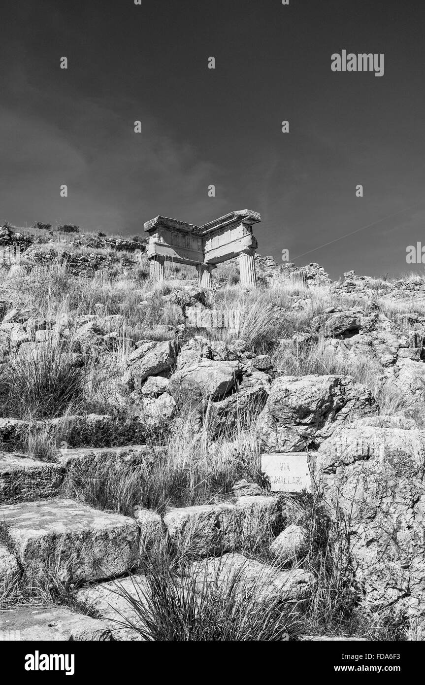 Archeologico del sito greco-romana di Solunto in Sicilia, Italia Foto Stock