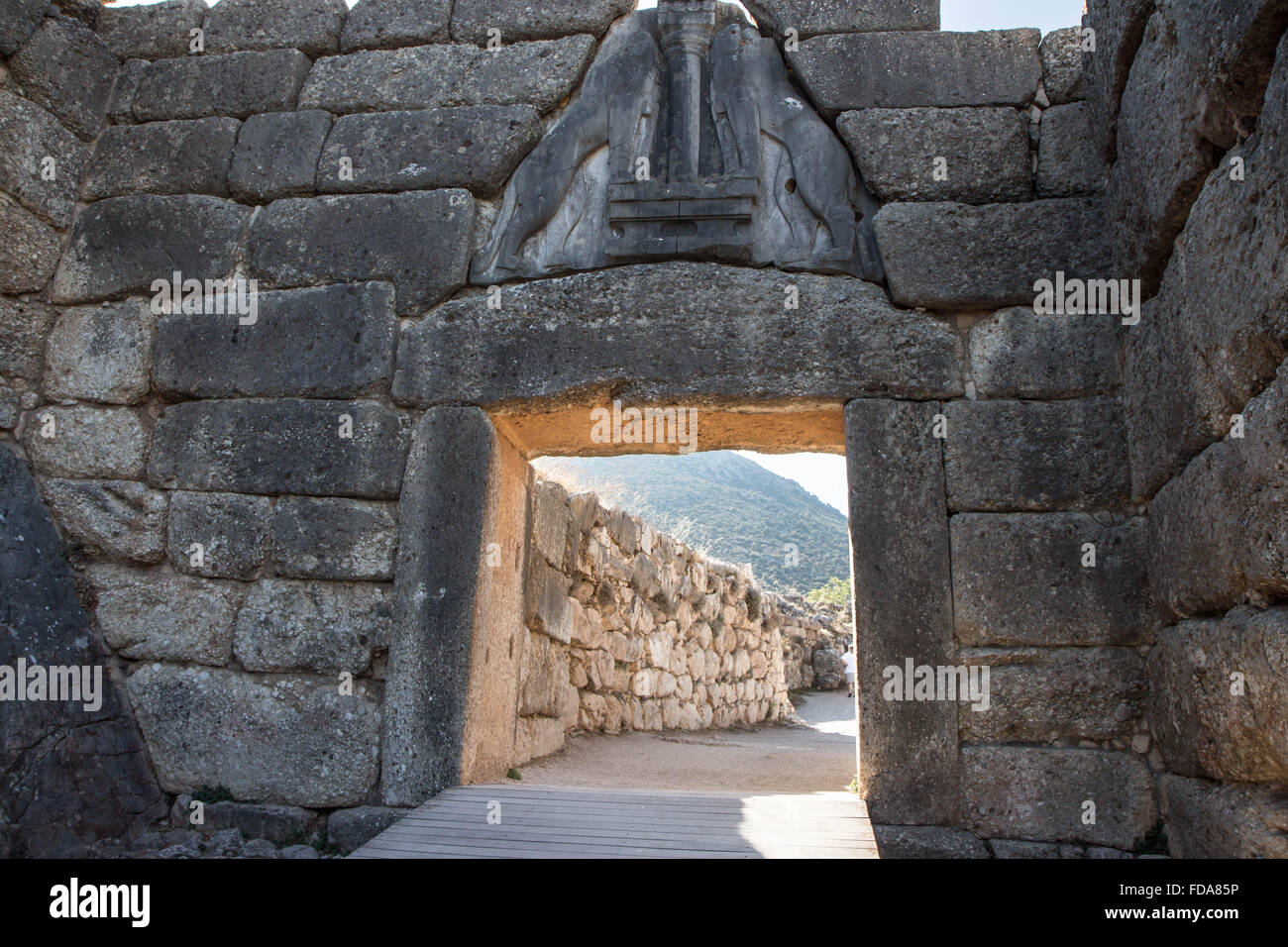 Percorsi di viaggio - Micene, Lion Gate, Grecia Foto Stock