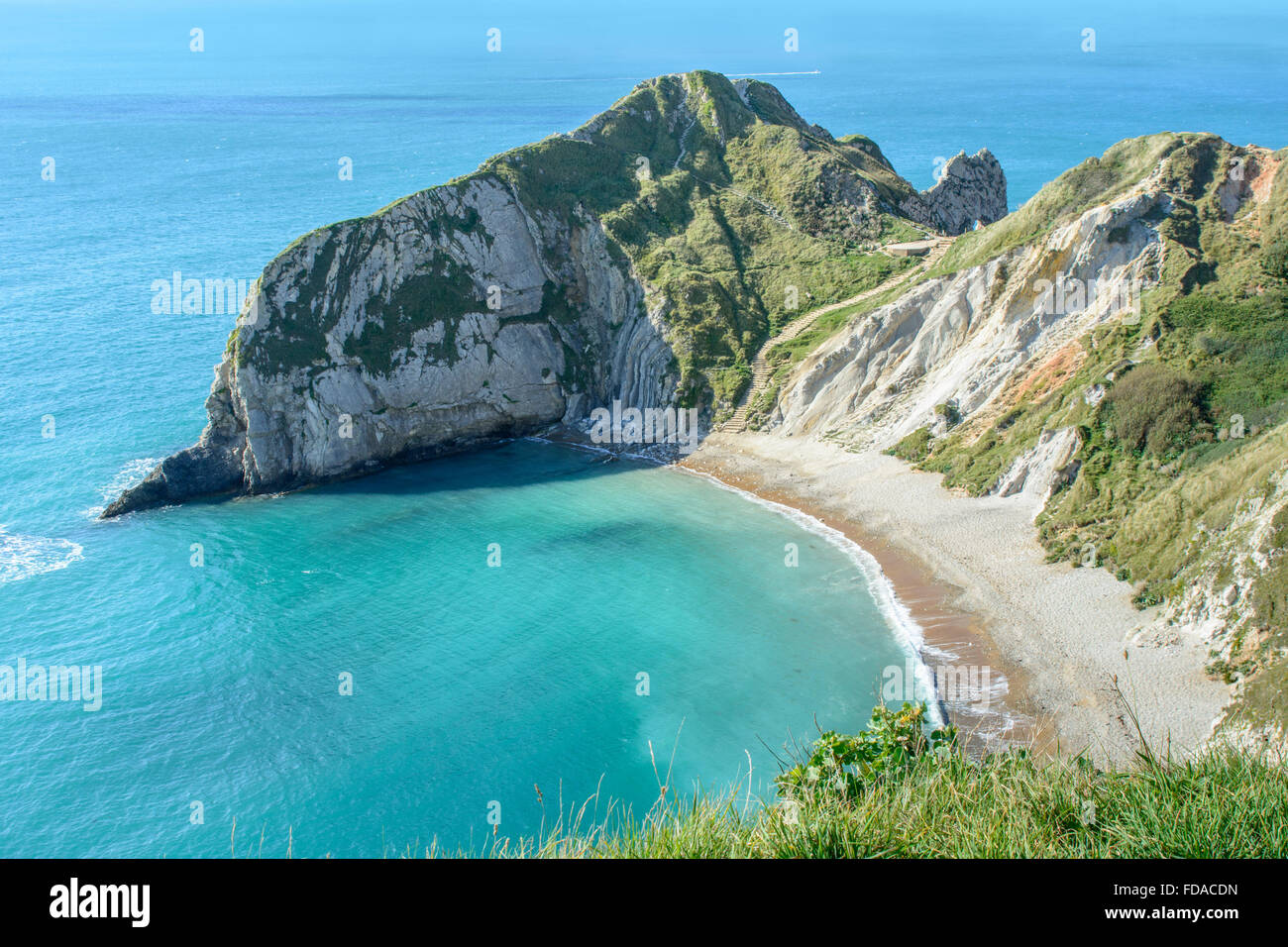 St Oswald's Bay e la porta di Durdle, West Lulworth, Dorset, England, Regno Unito Foto Stock