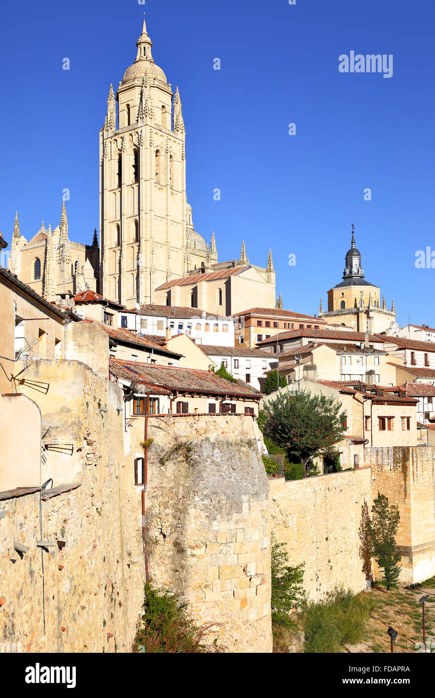 Il campanile della cattedrale di Segovia, Spagna Foto Stock