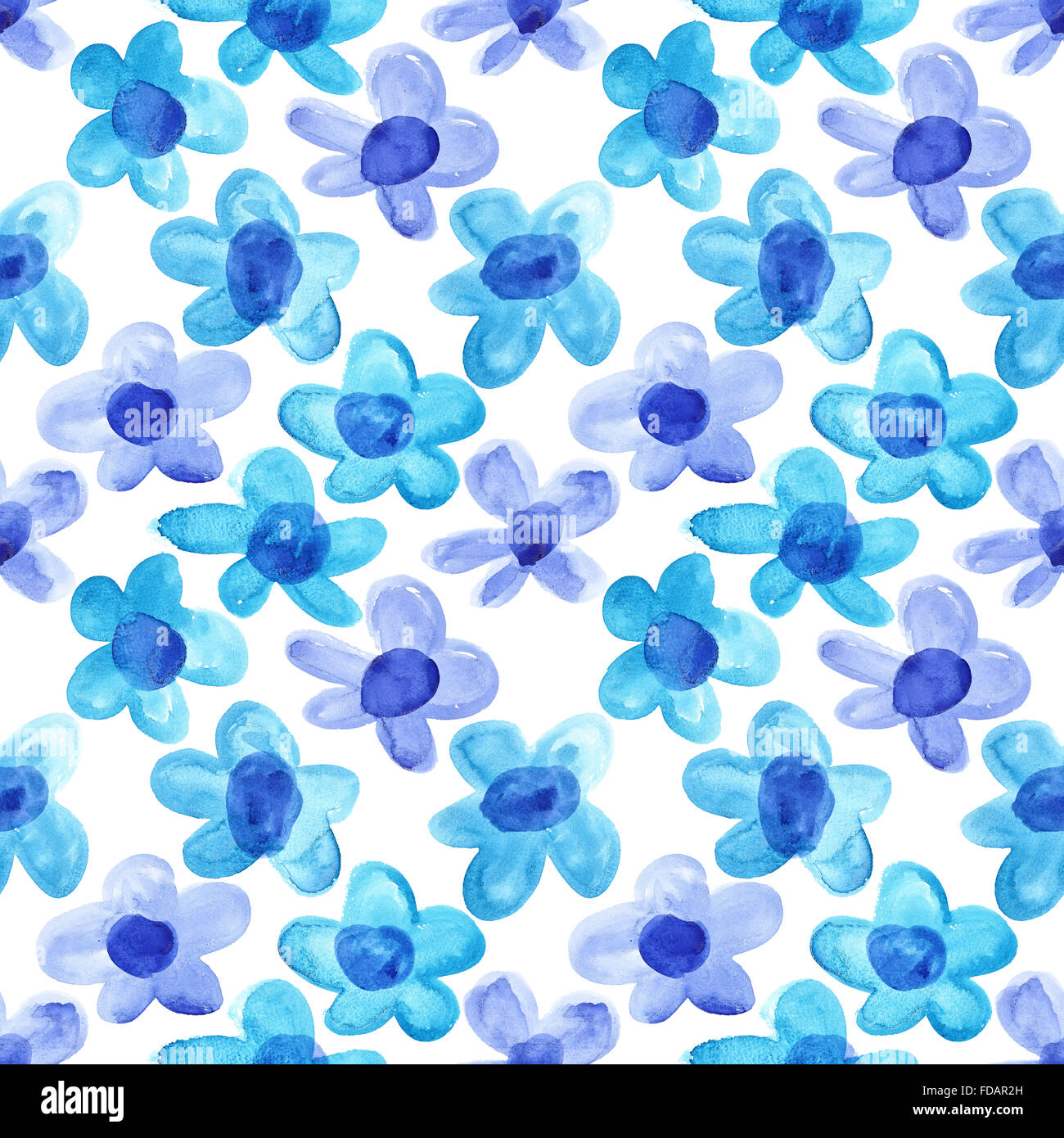 Blu fiori ad acquerello - seamless sfondo floreale Foto Stock