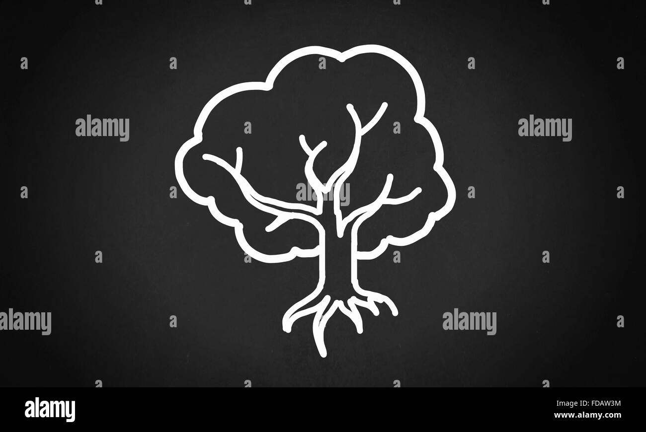 Close up di imprenditore mano azienda disegnato segno ad albero Foto Stock