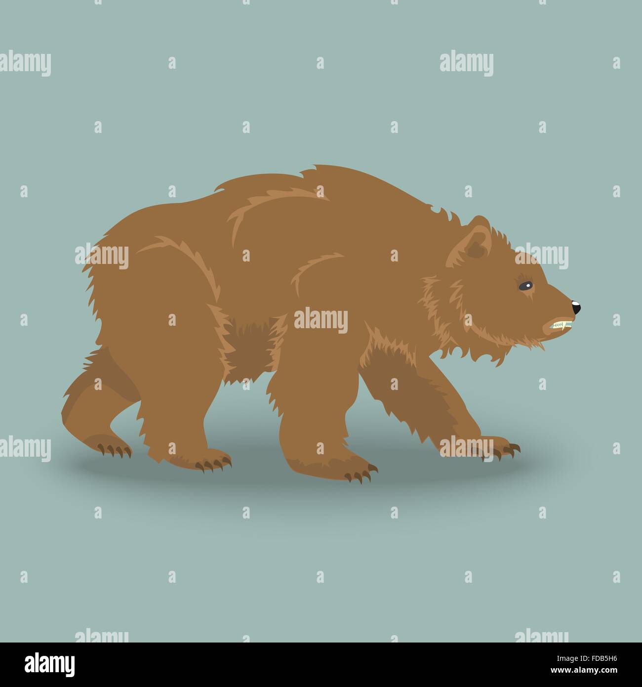 Kodiak wild angry bear . Icona di orso bruno Illustrazione Vettoriale