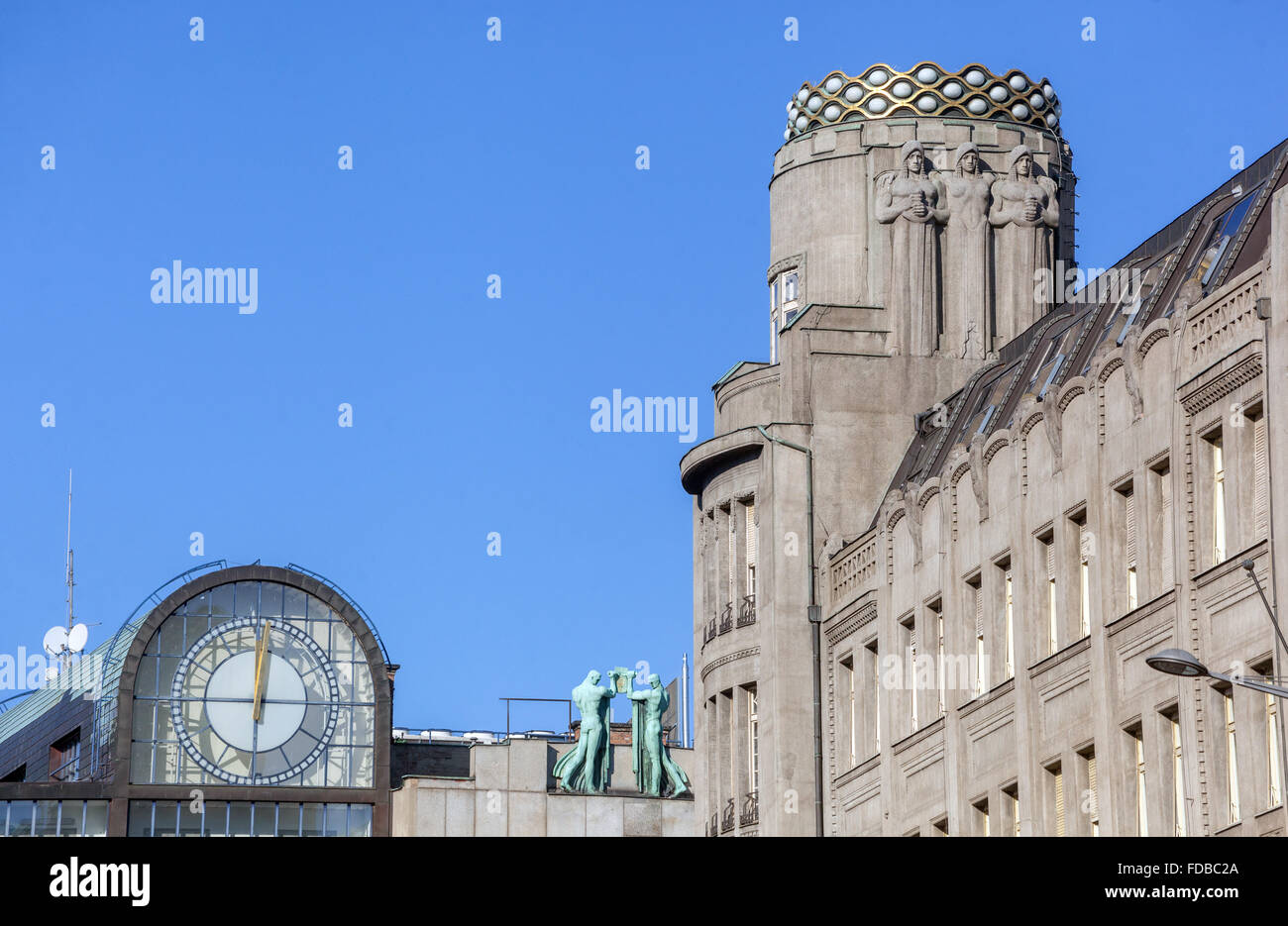 La Koruna palazzo in piazza San Venceslao, in stile Art Nouveau, Praga, Repubblica Ceca Foto Stock