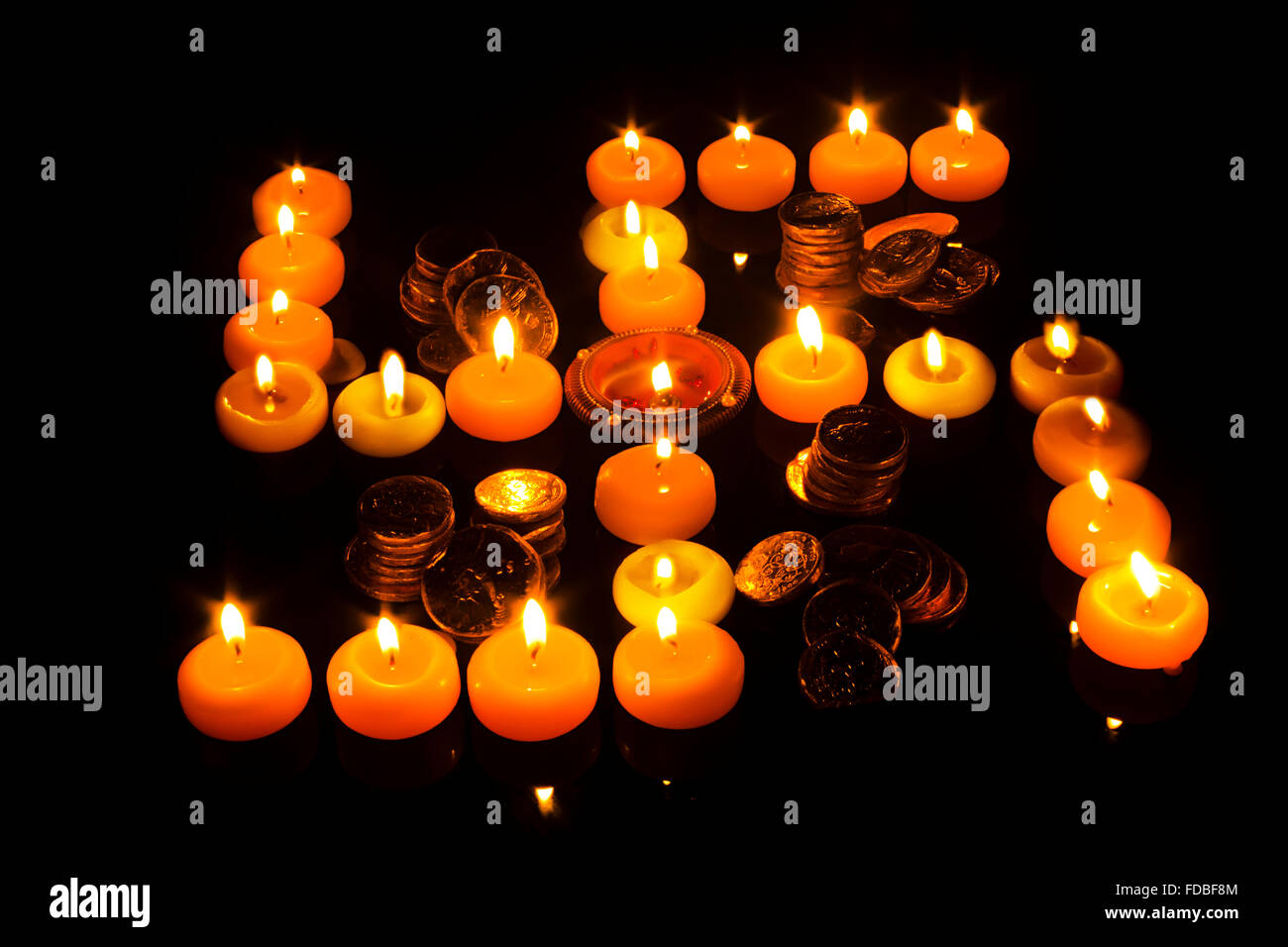 Indian Festival Diwali Diya Swastika nessuno Foto Stock