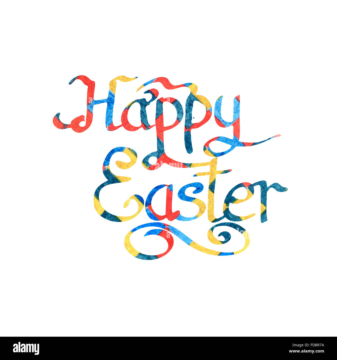 Felice Pasqua acquerelli di testo. Isolato su sfondo bianco. Pasqua elemento di design per le tue opere Foto Stock