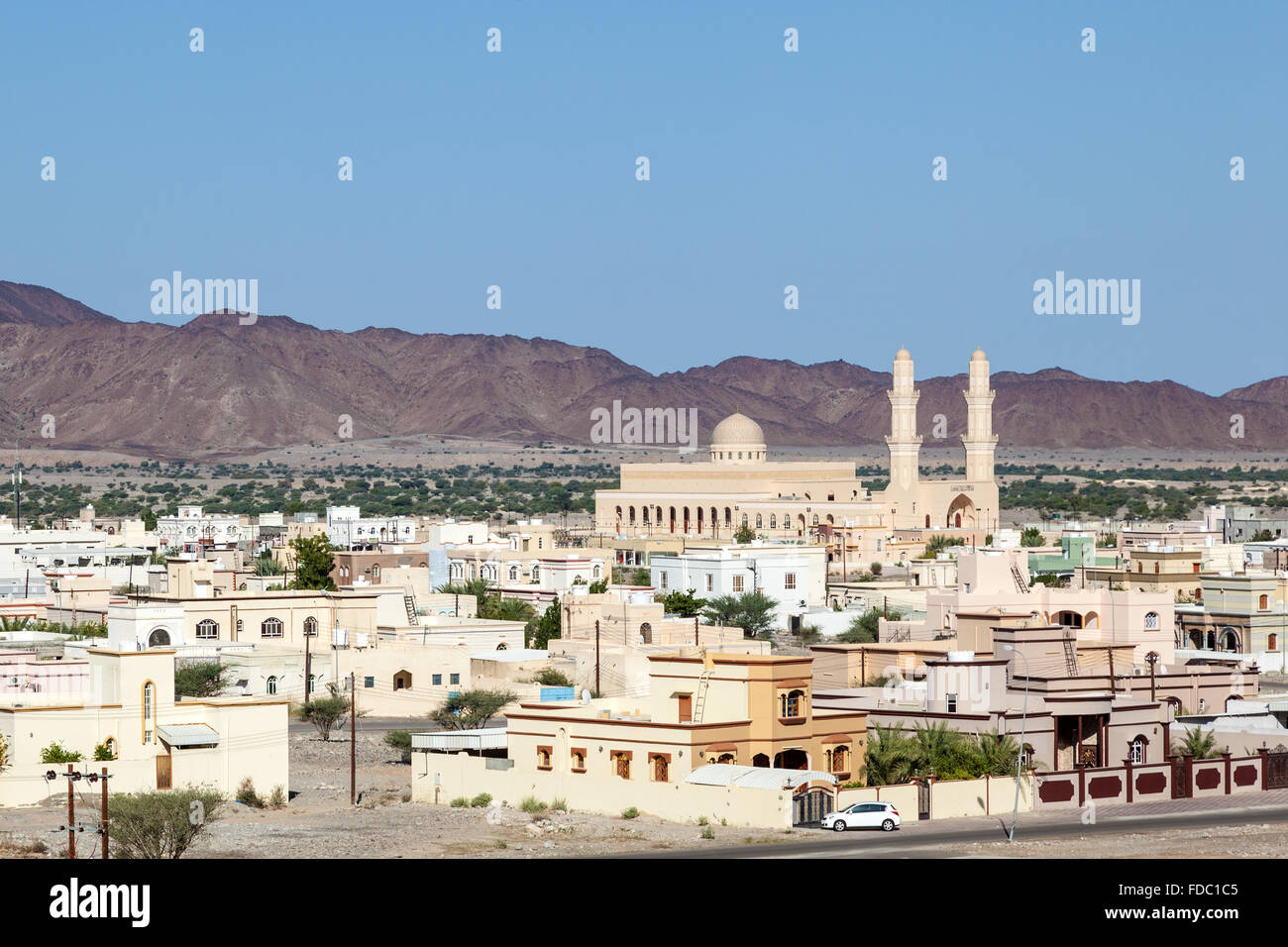 Vista sulla città, Nakhl Oman Foto Stock