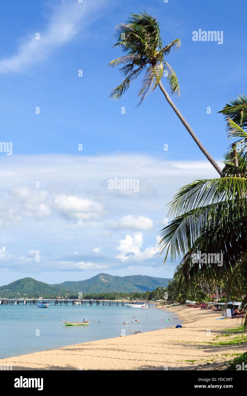 Una bellissima vista della Maenam Beach, Koh Samui, Surat Thani Provincia, Thailandia, Sud-est asiatico Foto Stock