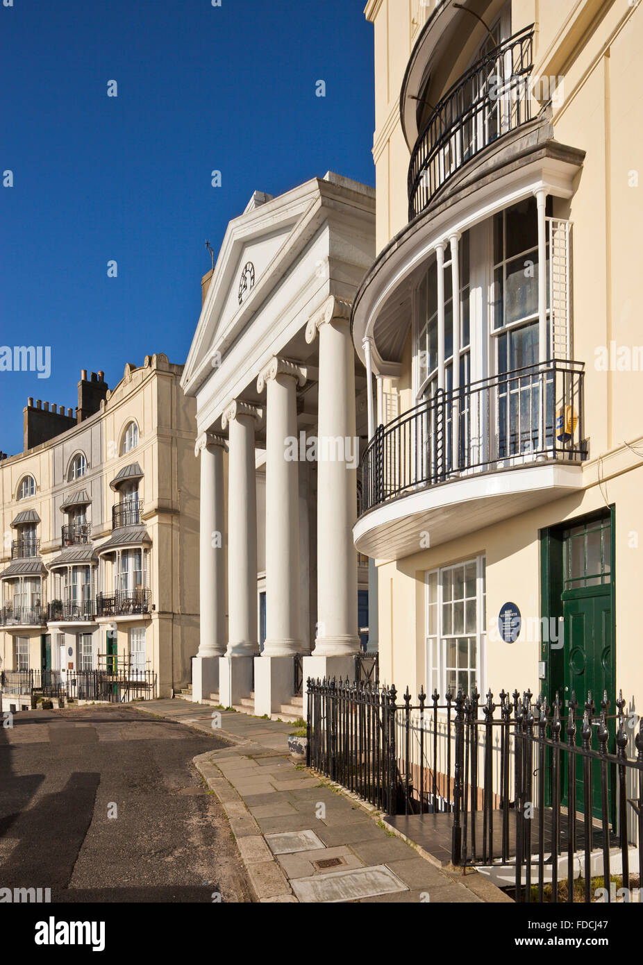 L'architettura Regency di Pelham Crescent, Hastings. Foto Stock