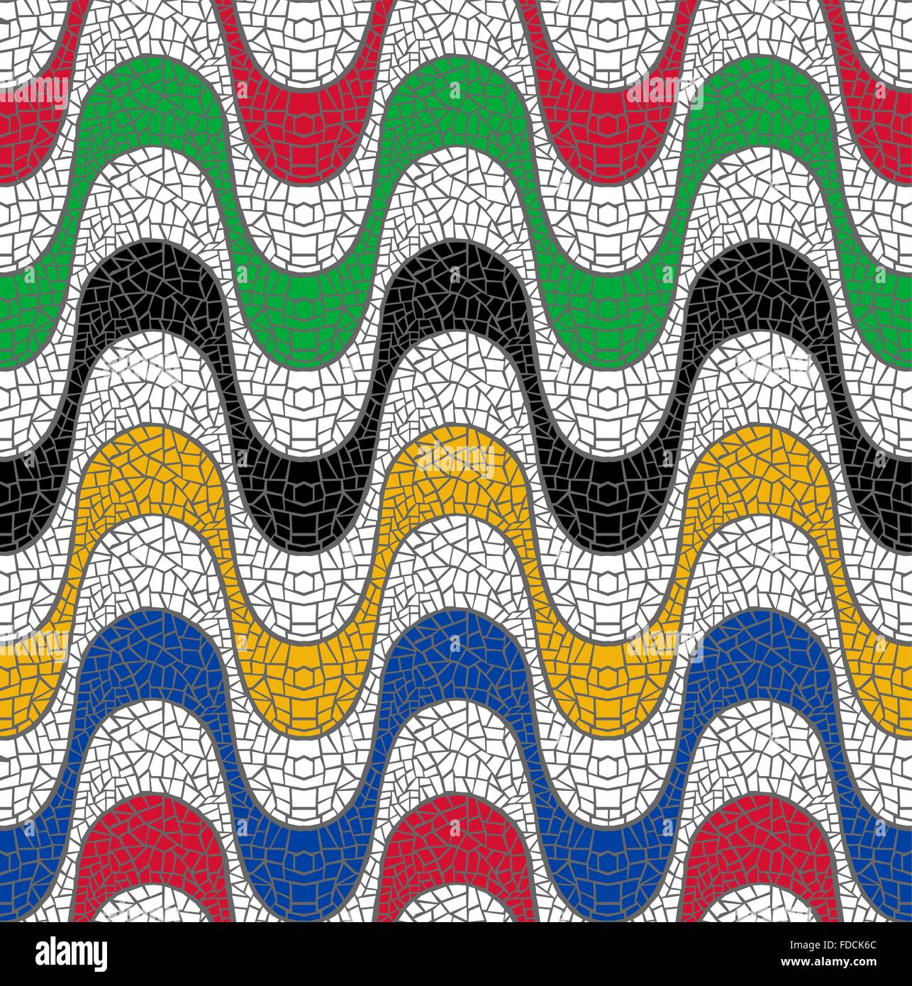 Mosaico colourful design del Brasile beach marciapiede, geometriche seamless pattern forma d'onda dello sfondo. EPS10 vettore. Illustrazione Vettoriale
