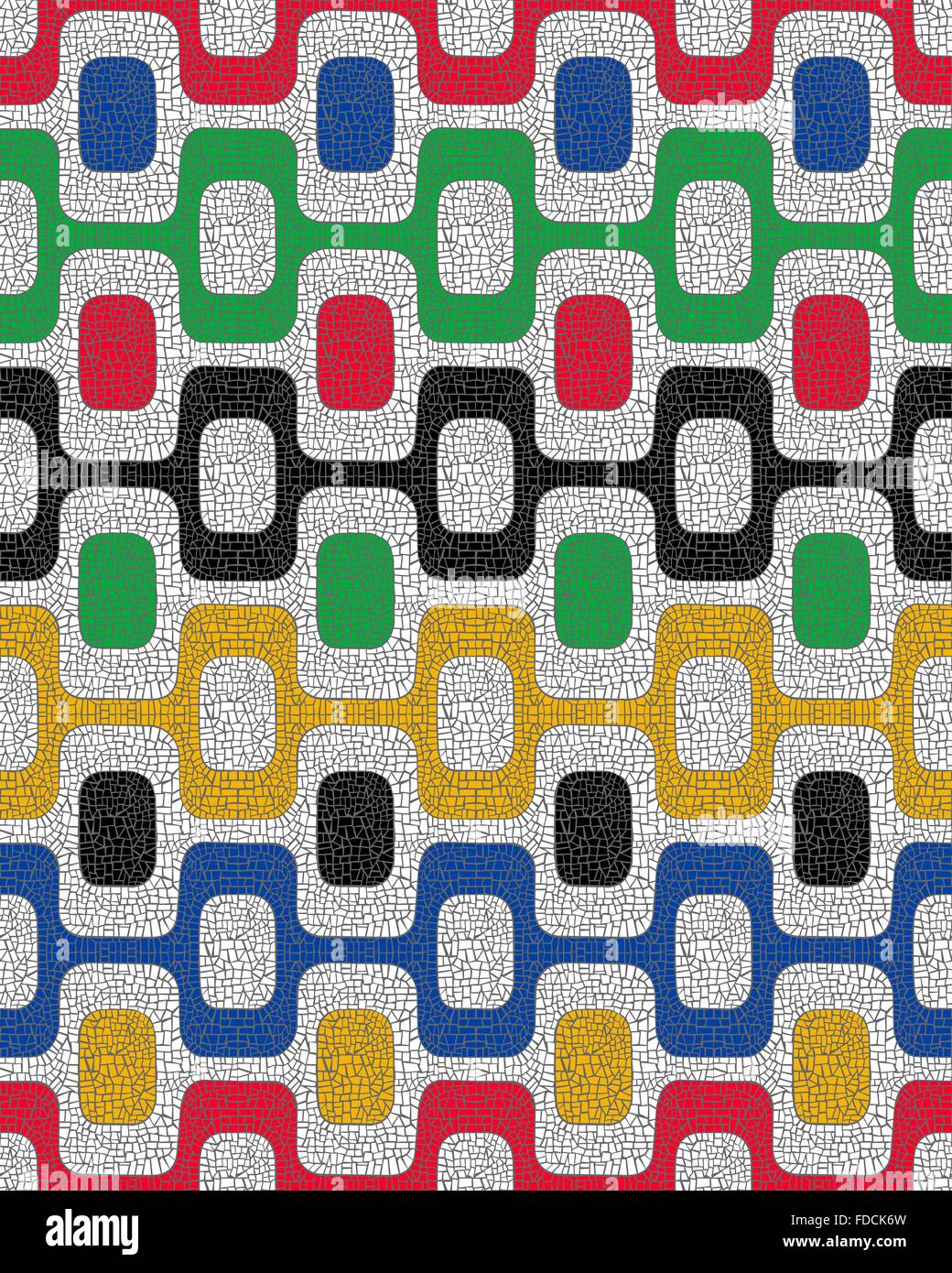 Geometrica colorati seamless pattern, forma quadrata mosaico composizione dello sfondo del Brasile il marciapiede. EPS10 vettore. Illustrazione Vettoriale