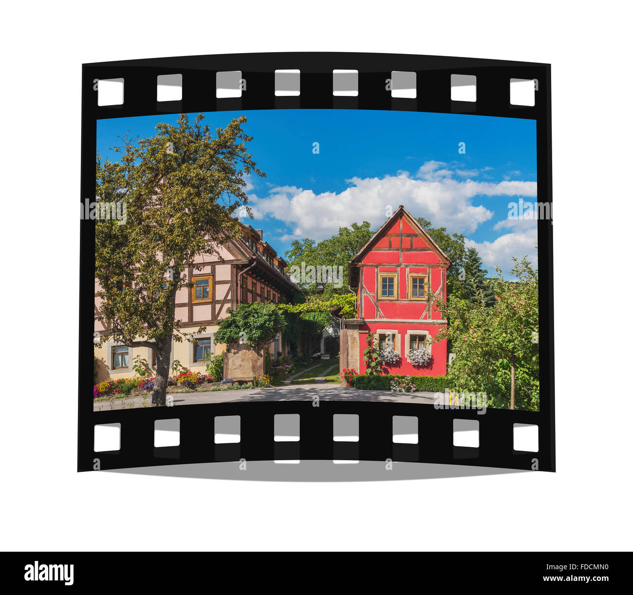 Il centro del villaggio di Altzitzschewig, distretto di Radebeul vicino a Dresda, Sassonia, Germania, Europa Foto Stock