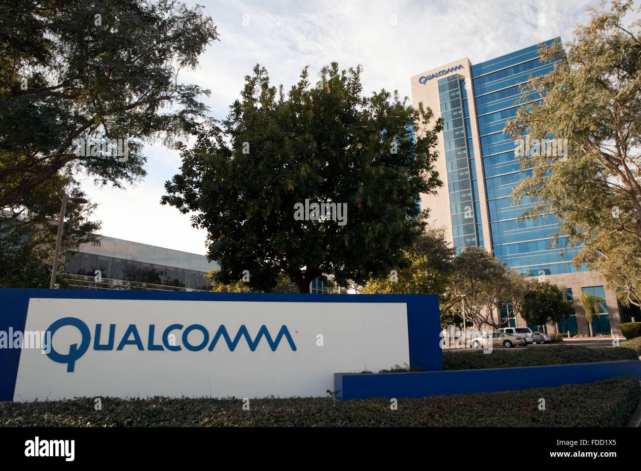Una vista di Qualcomm Corporate Headquarters in San Diego California Foto Stock