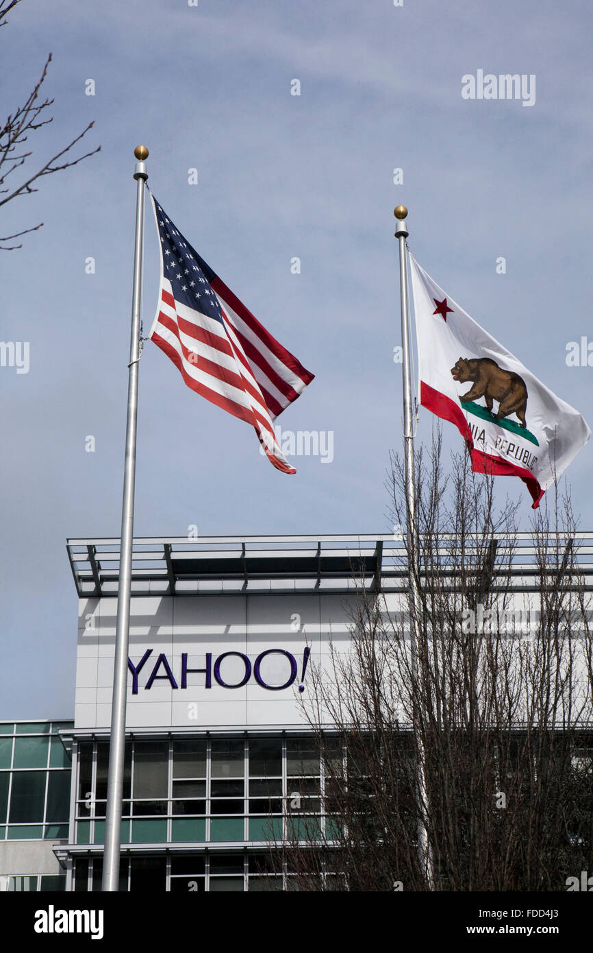 Una vista di Yahoo presso la sede centrale a Sunnyvale, California Foto Stock