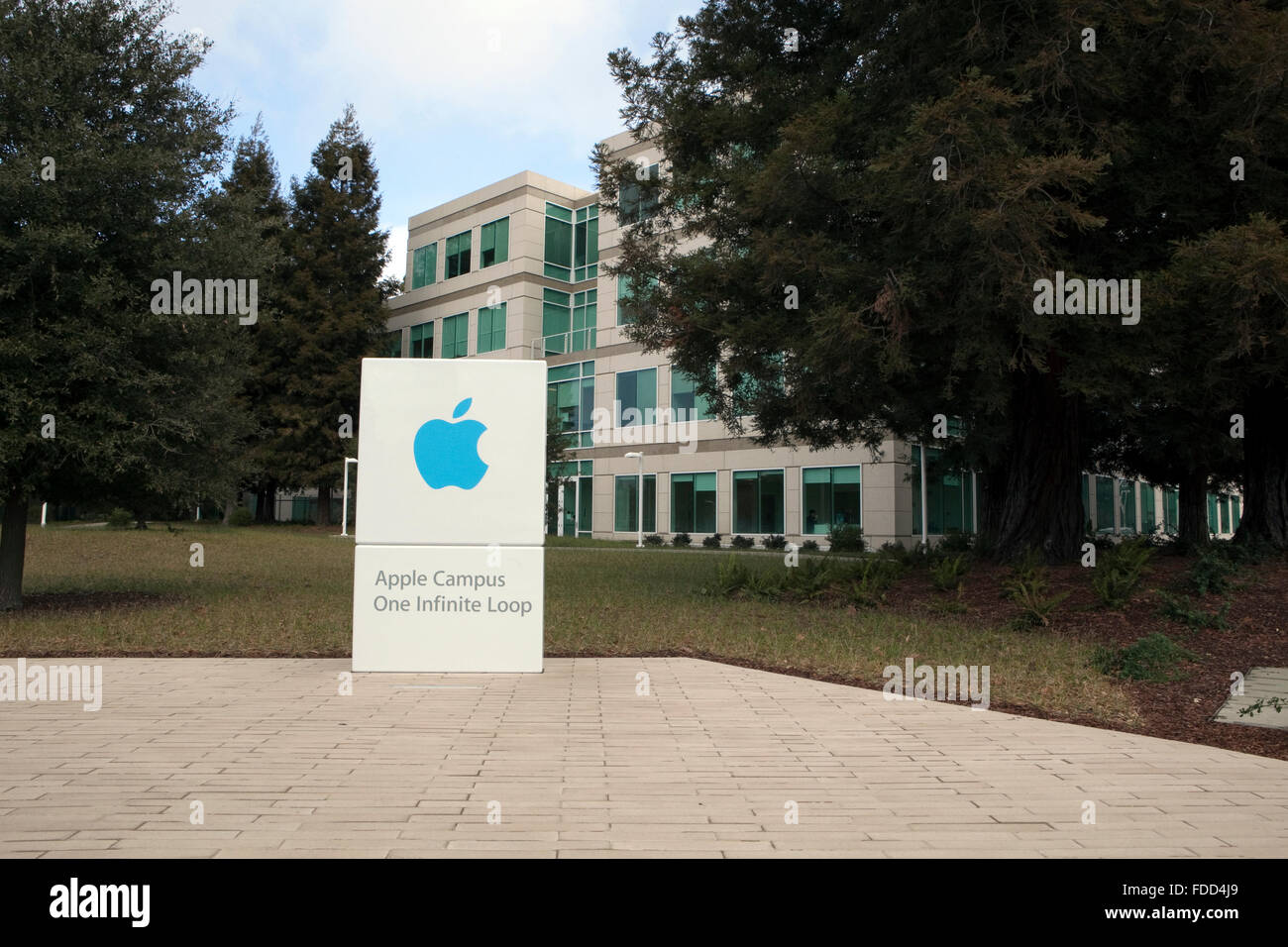 Una vista di Apple presso la sede centrale a Cupertino, California Foto Stock