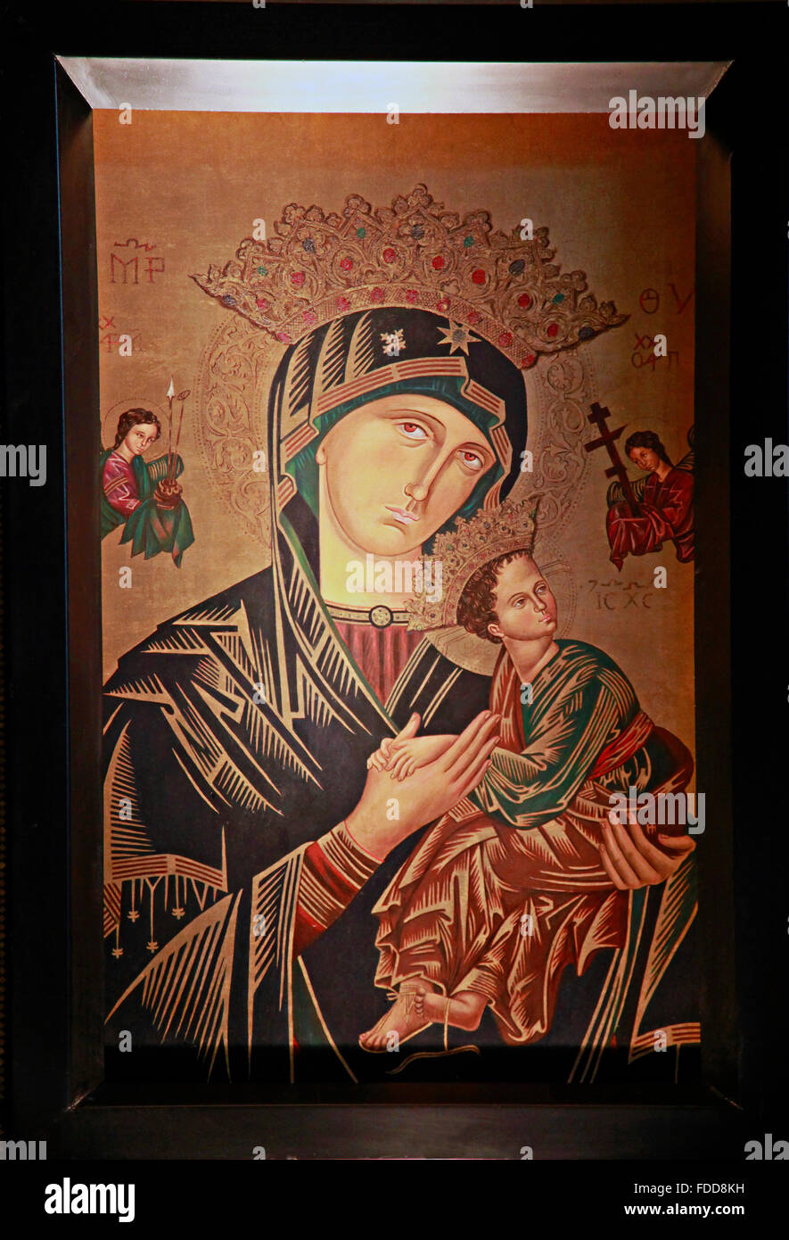 Madonna bizantina e pittura per bambini in Saint Finbarre cattedrale della città di Cork in Irlanda Foto Stock
